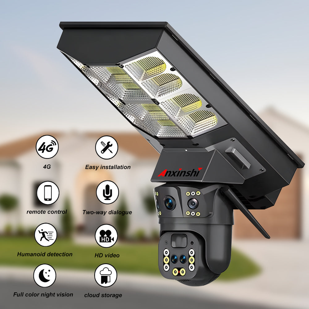 Caméra Lampe Solaire 12MP – 4G PTZ Tout-en-Un 18000mAh