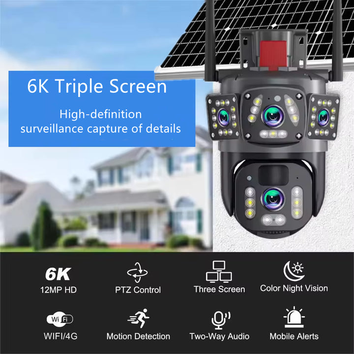 V360PRO 12MP 4G 3Pictures Solar Panel Surveillance Wireless Cameras Outdoor 1080P 12MP Wifi IP CCTV PTZ Security Network Camera
