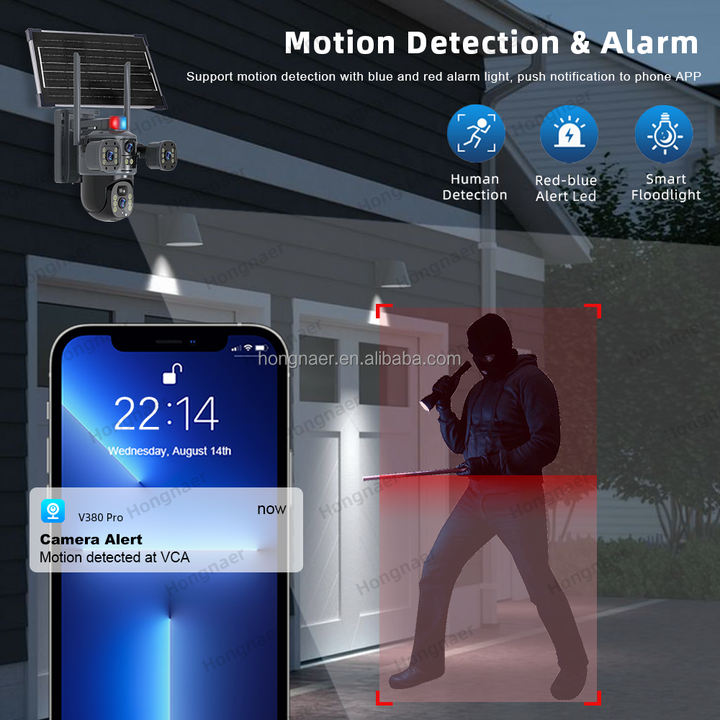 8MP Eseecloud V380 Pro Solar Powered Wireless 4G WiFi Surveillance PTZ Camera 4K Outdoor Security 4G Sim Card Solar CCTV Camera